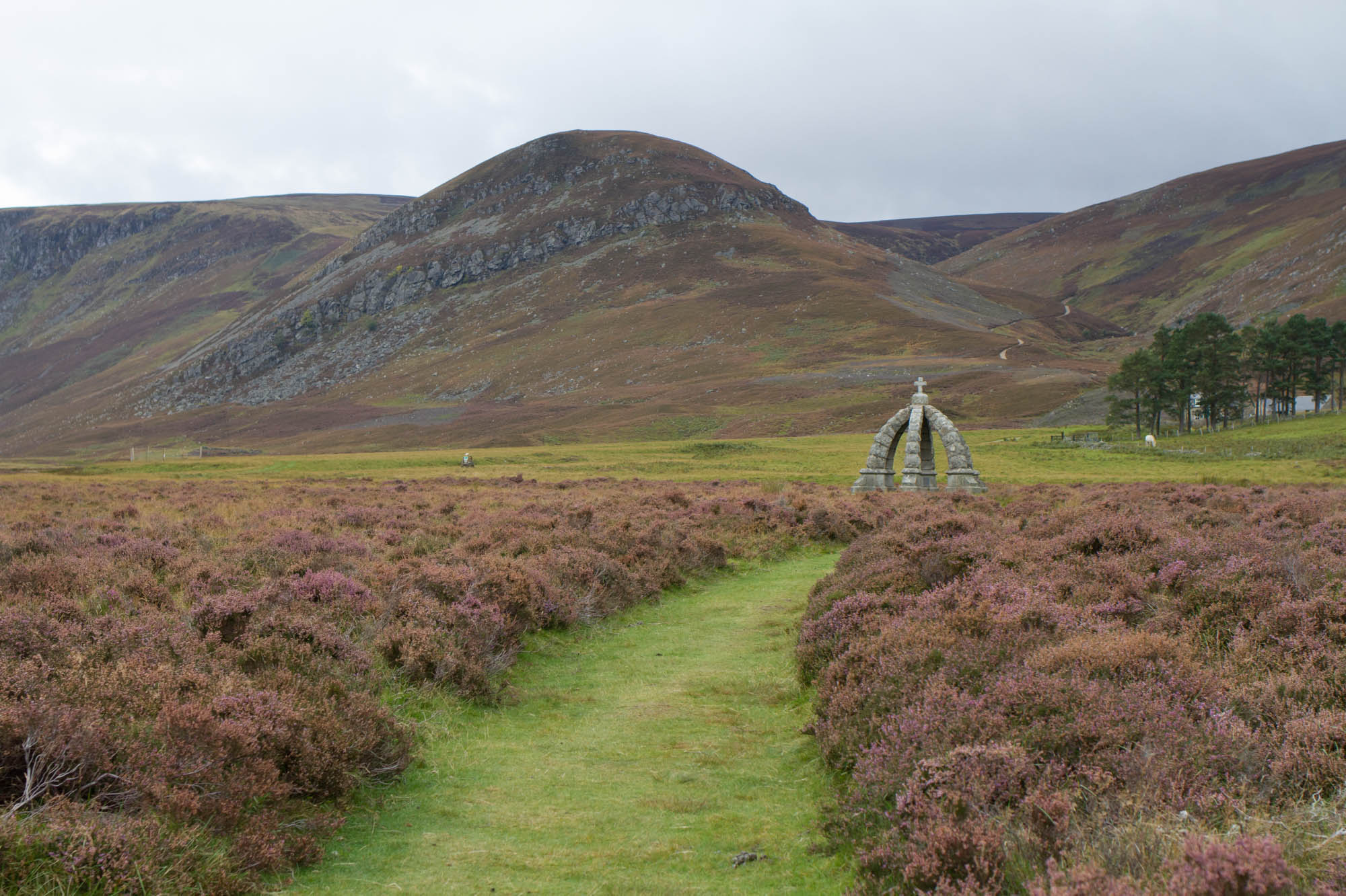 Queen's Well, Angus Glens, Angus, Visit Angus. A stone monument amongst the heather and hills in Scotland 