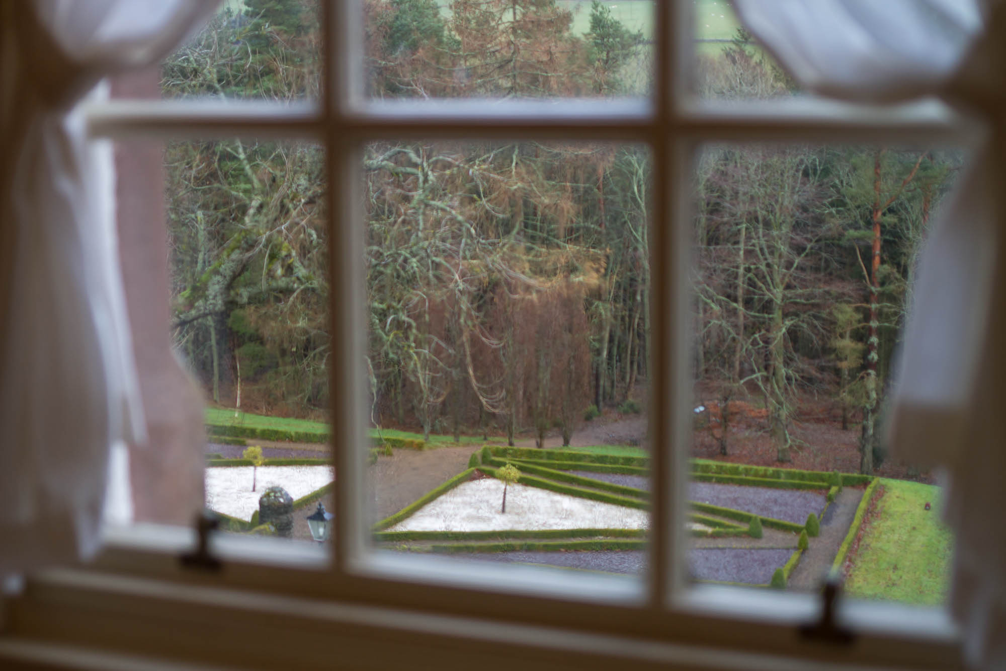 View from the bedroom at Cringletie House 