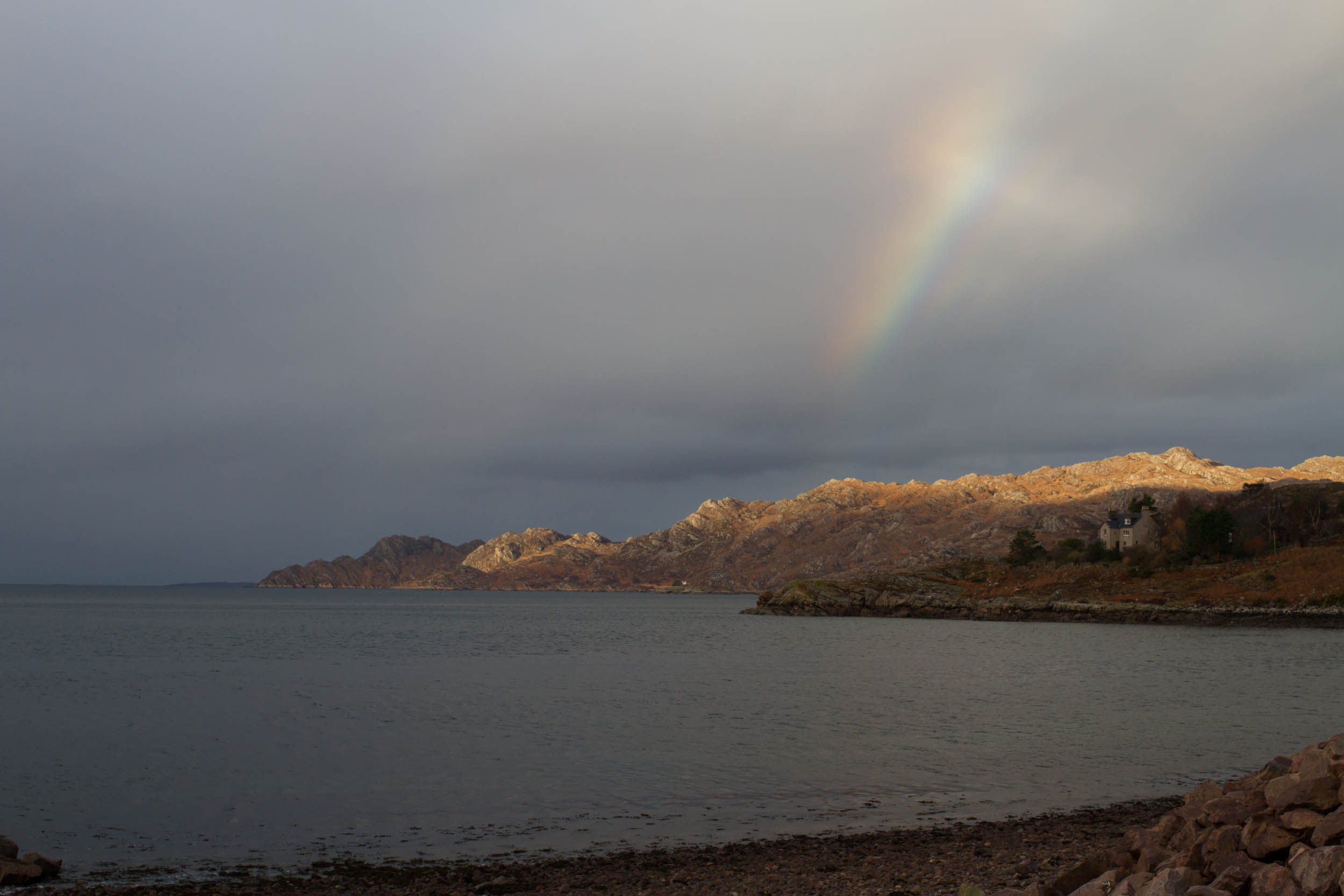 Rainbow on Shieldaig peninsula walk