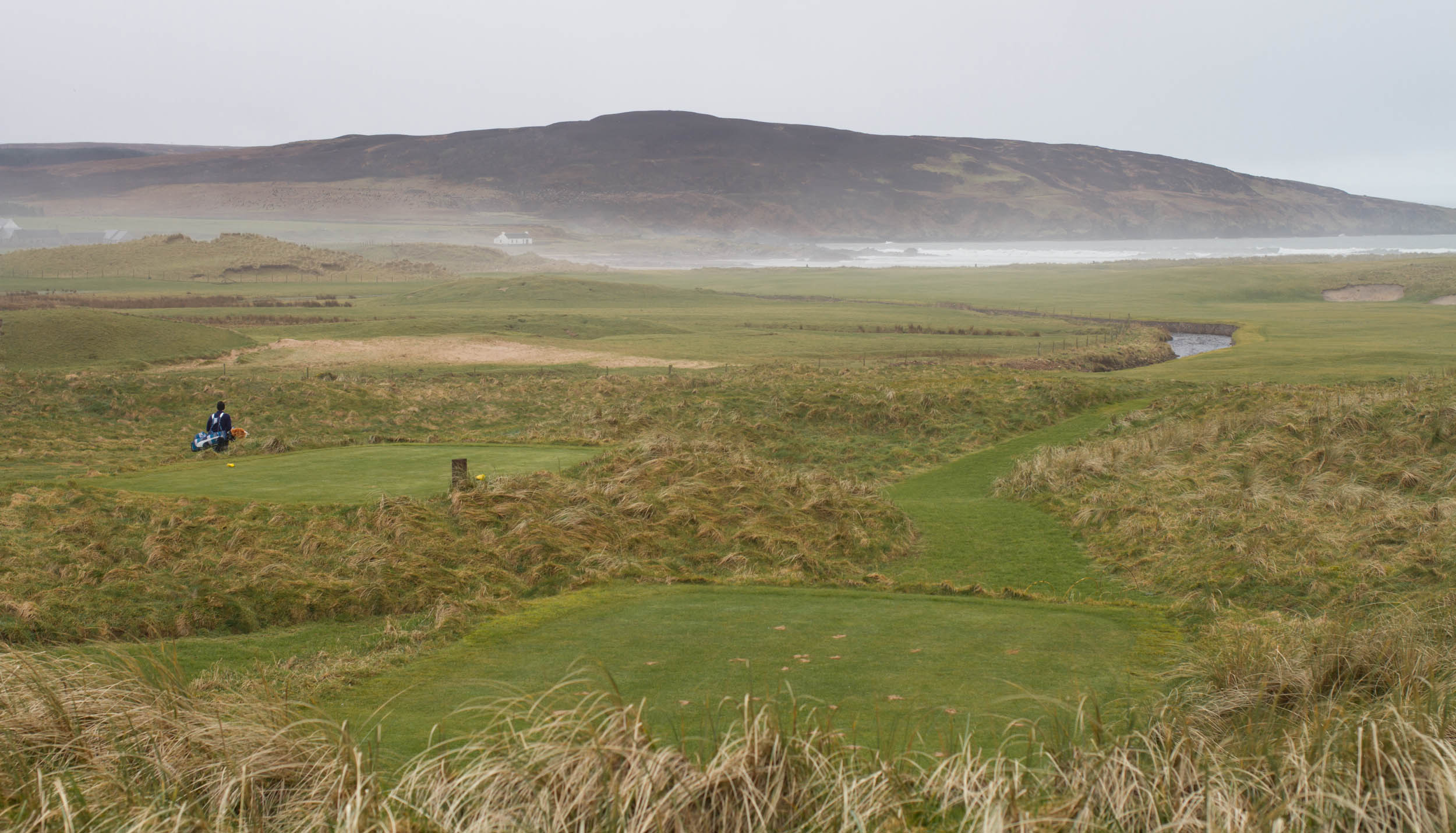 Golfer on the Machrie links golf course 