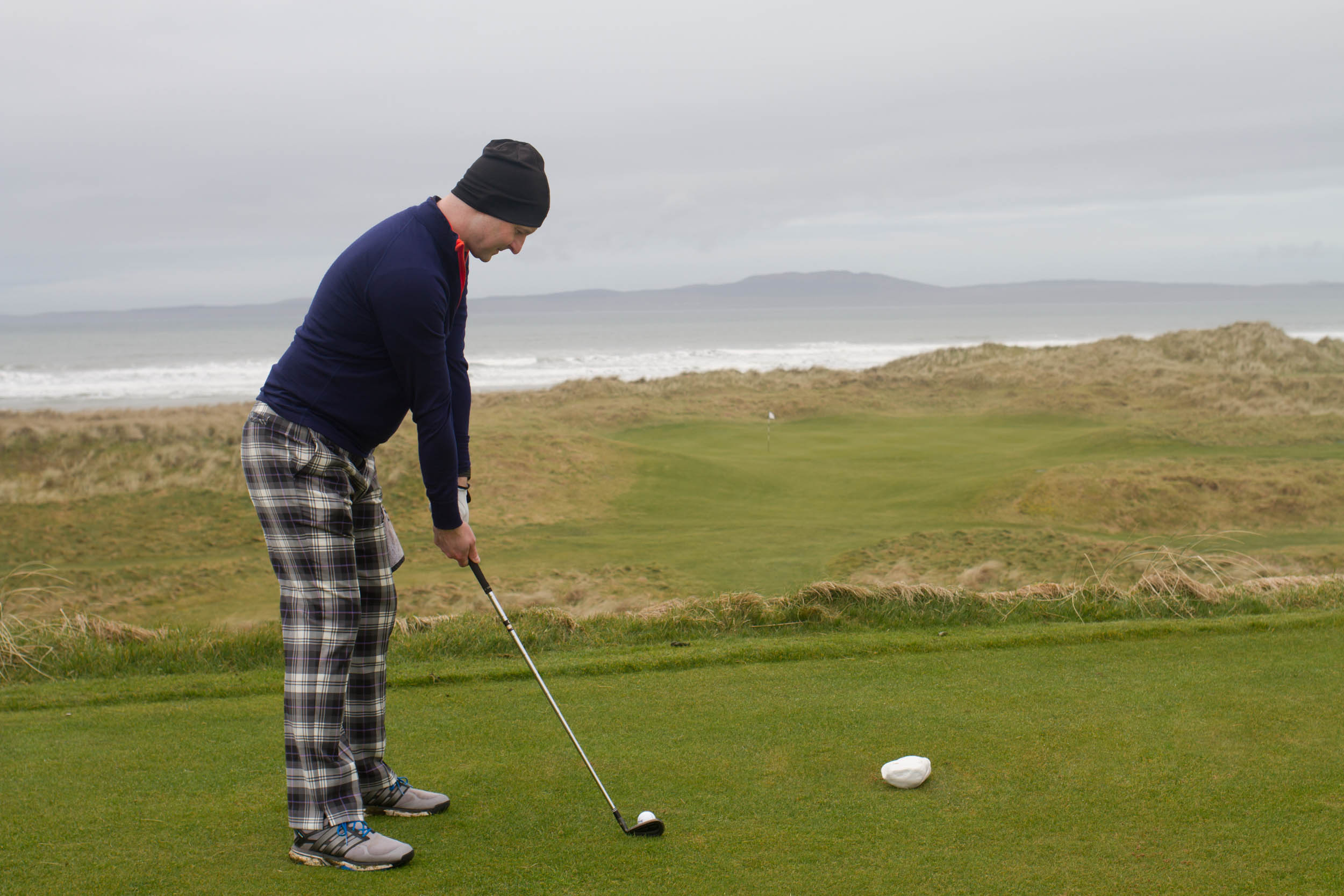 Tee'ing off at the Machrie Links Golf Course