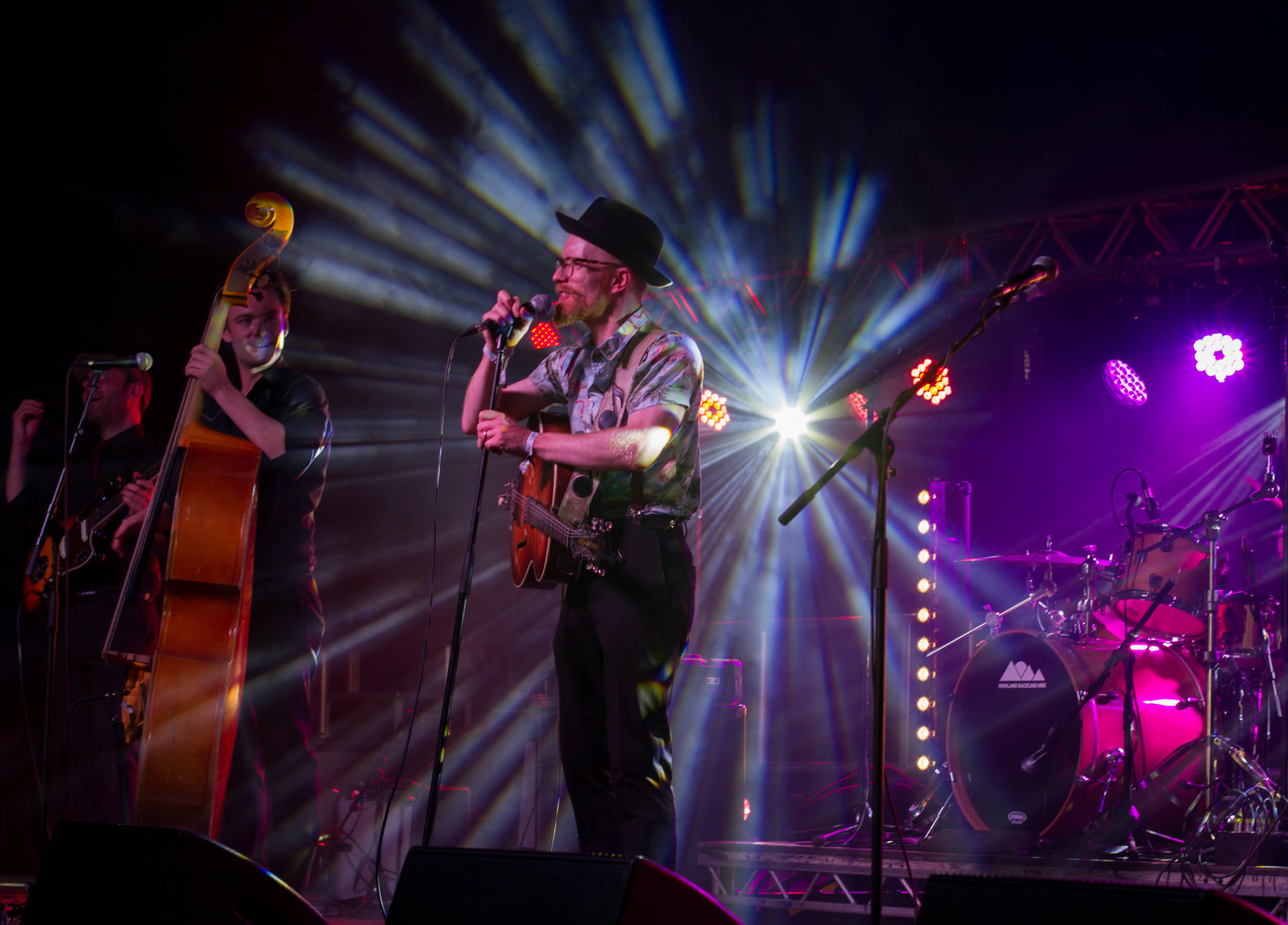 Performers on stage at Belladrum Festival, Scotland 