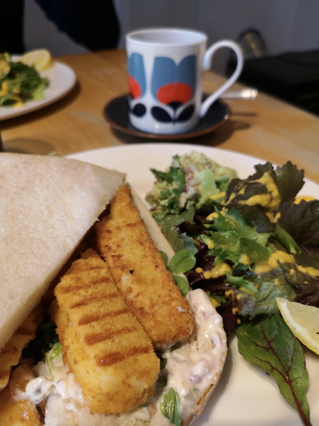 Fish finger sandwich at the Paper Boat, Kenmore