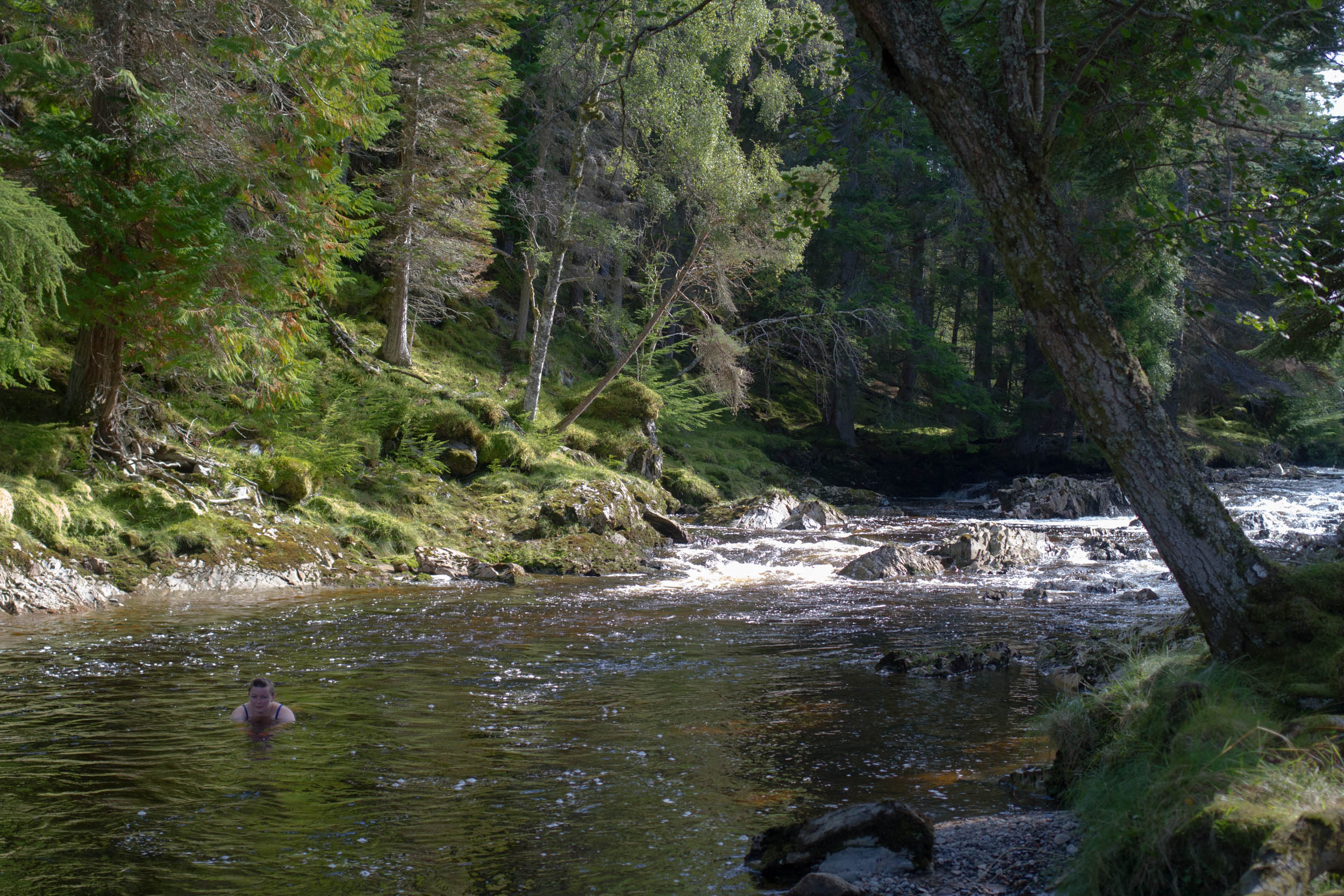 Pattack Falls, Cold Water Swimming. Cairngorms