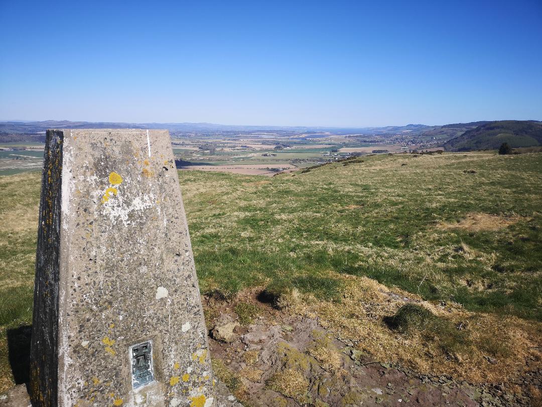 Trig point in Perthshire with views of the Lomond Hills - little walks from home during lockdown 